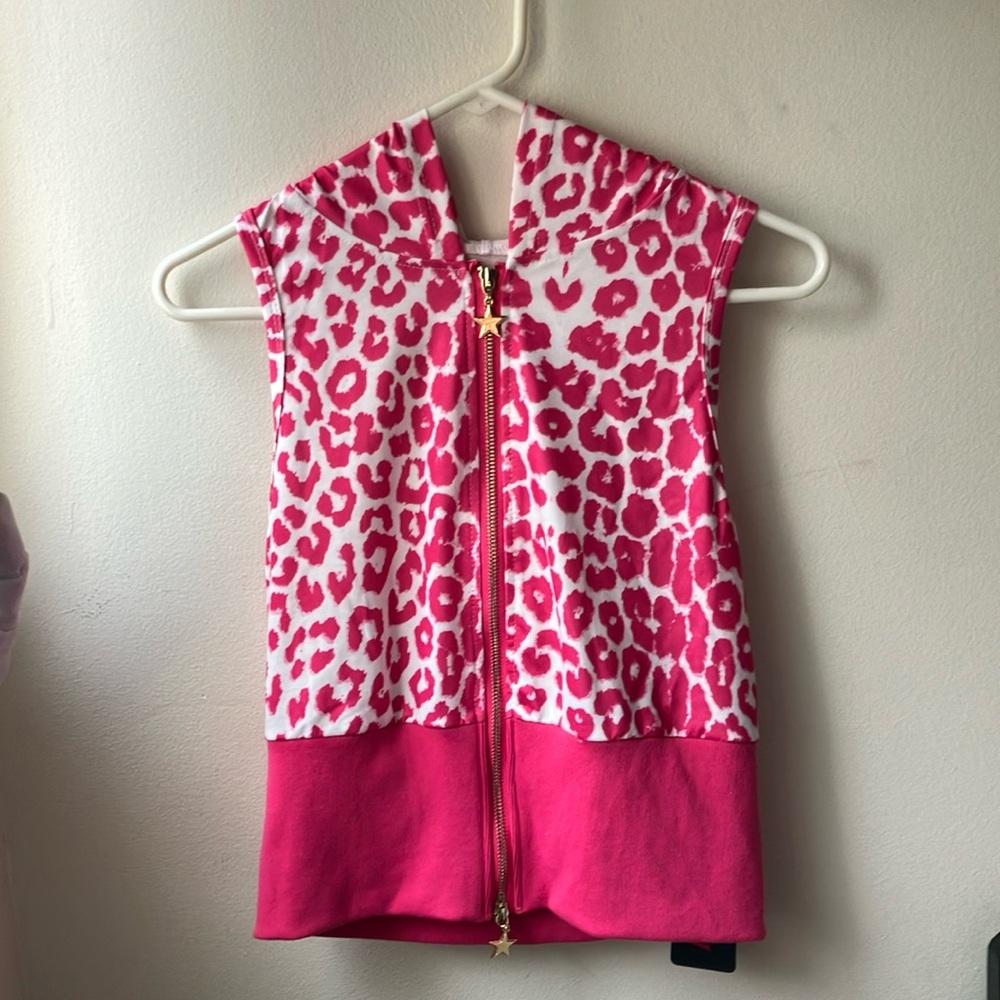 Pink Leopard Print Sleeveless Hoodie